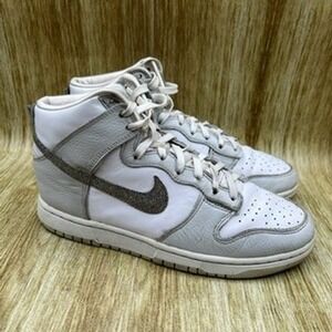 Nike Dunk High Top Women's Size 8.5‎ Silver Glitter Swoosh Sneakers Shoes